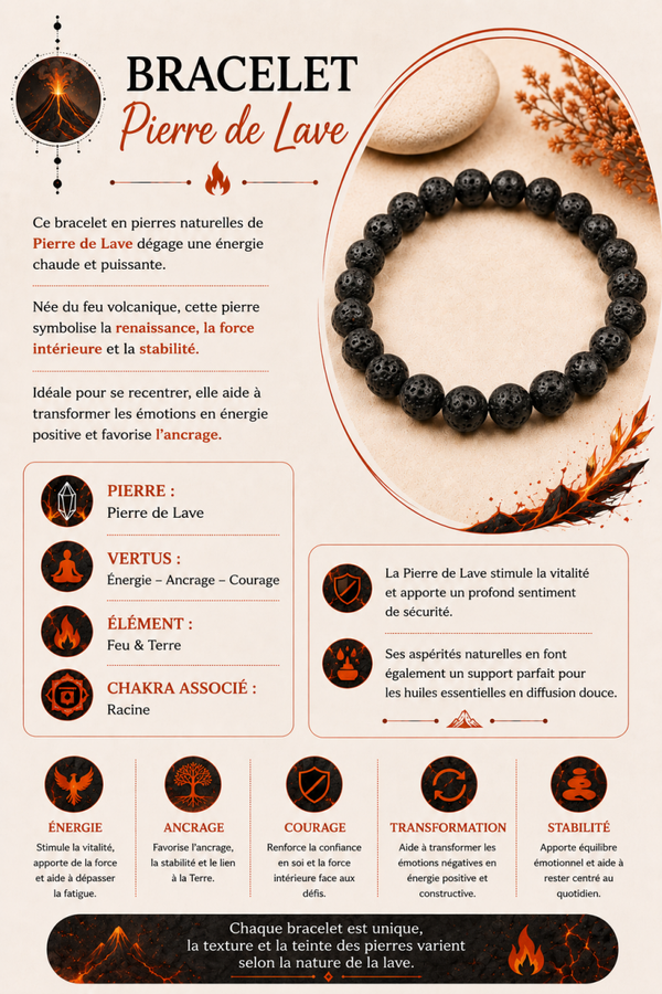 Bracelet en Pierre de Lave – Énergie & Ancrage