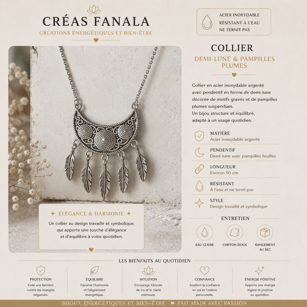 Collier plastron demi-lune – Acier inoxydable argenté
