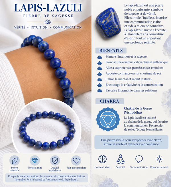 Bracelet en Lapis-Lazuli – Sagesse & Communication