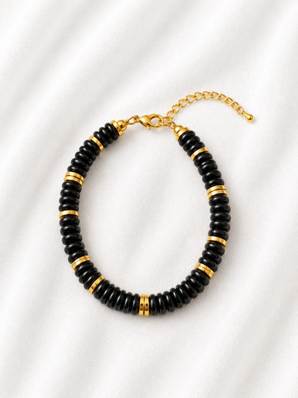 Bracelet Onyx – Acier Inoxydable Doré