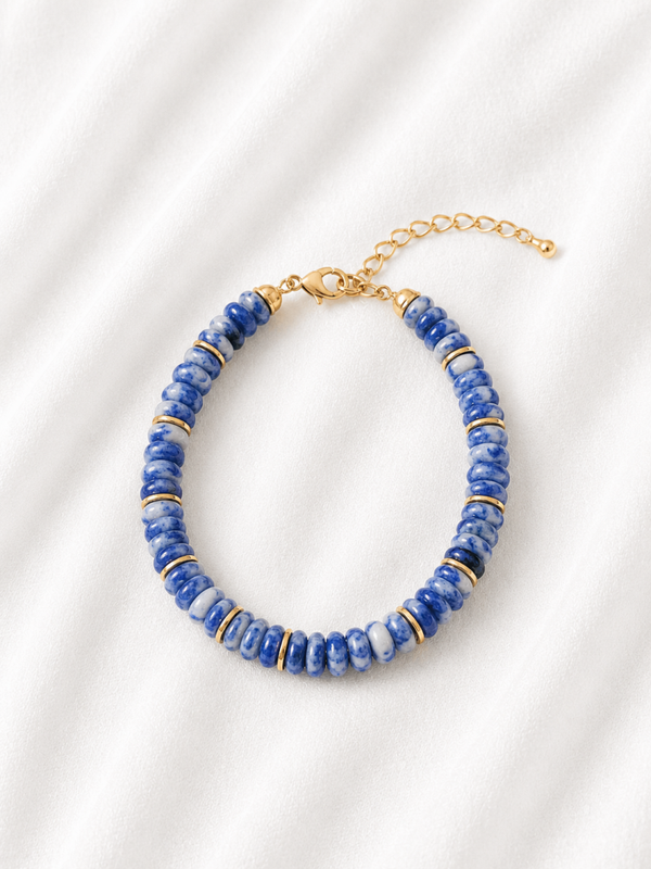 Bracelet Lapis-Lazuli – Acier Inoxydable Doré