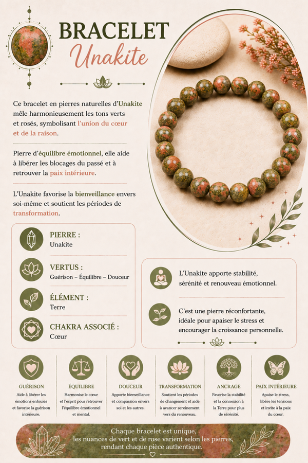 Bracelet en Unakite – Équilibre & Guérison émotionnelle