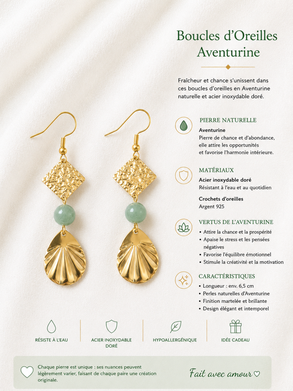 Boucles d’oreilles Aventurine