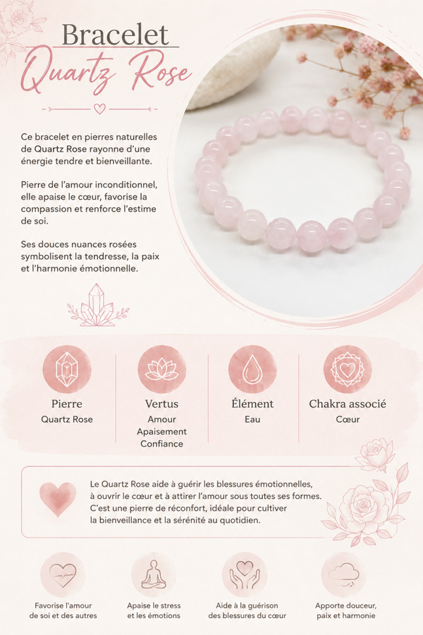 Bracelet en Quartz Rose – Amour & Douceur