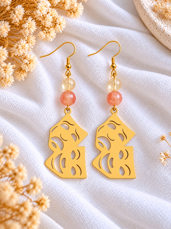 Boucles d'Oreilles Citrine & Pierre du Soleil
