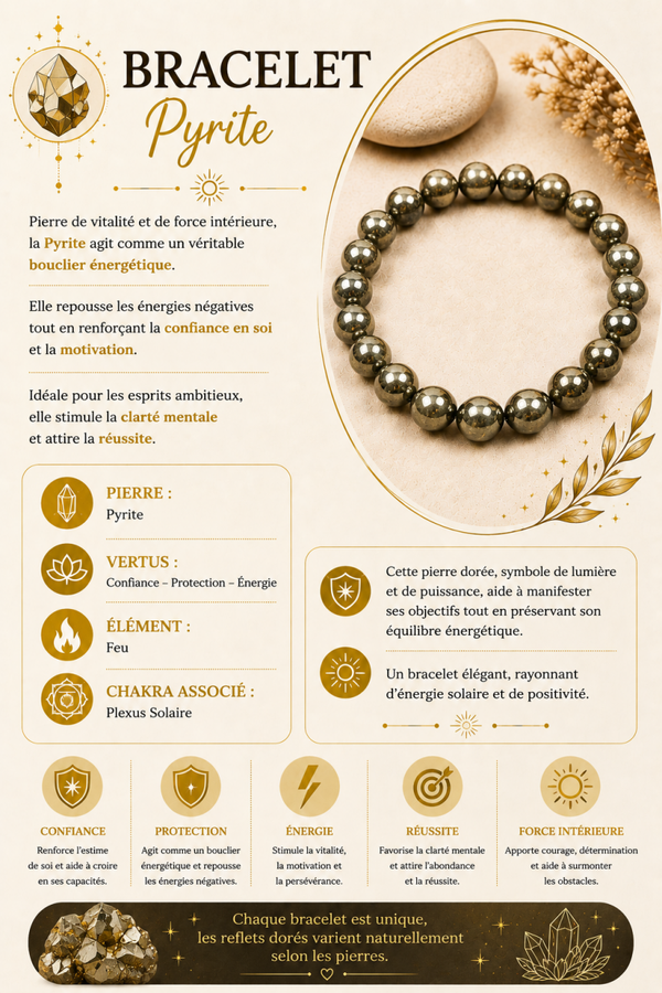 Bracelet en Pyrite – Confiance & Protection