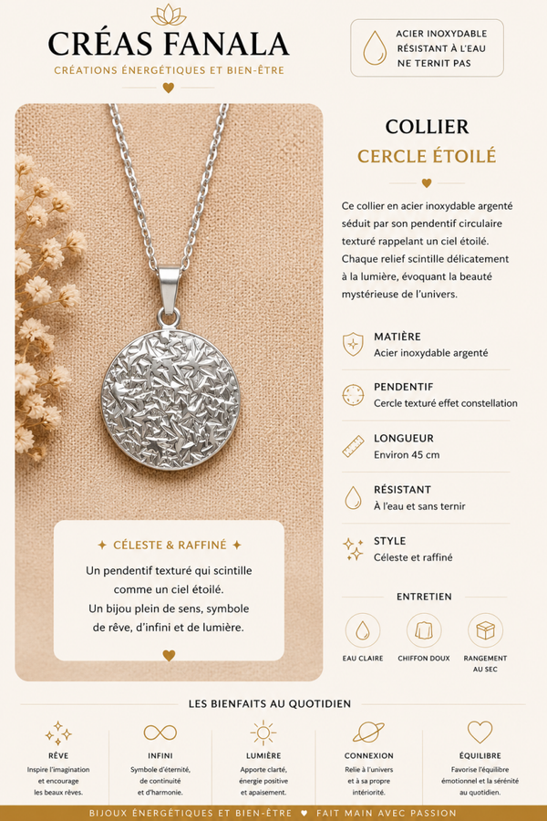 Collier en acier inoxydable – Galaxie argentée
