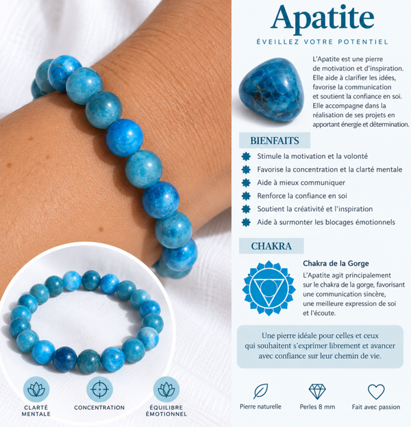 Bracelet en Apatite Bleue – Expression & Clarté