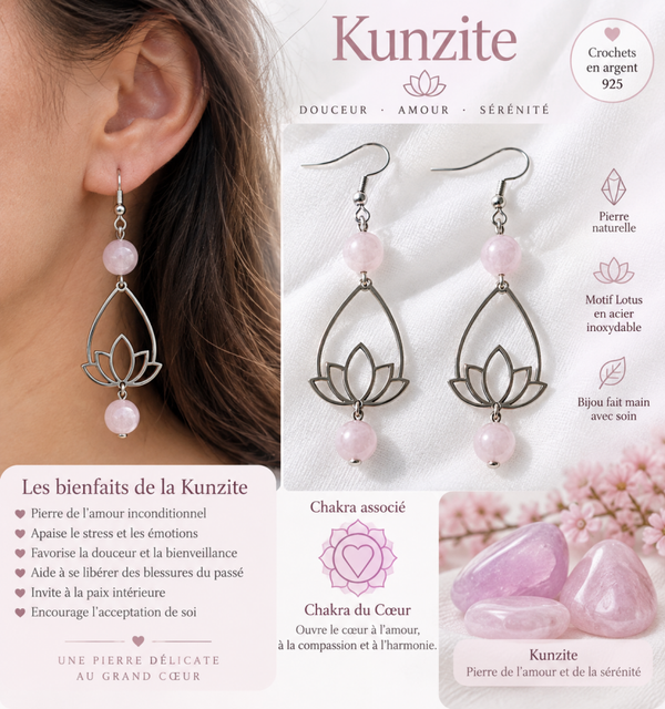 Boucles d’oreilles Kunzite