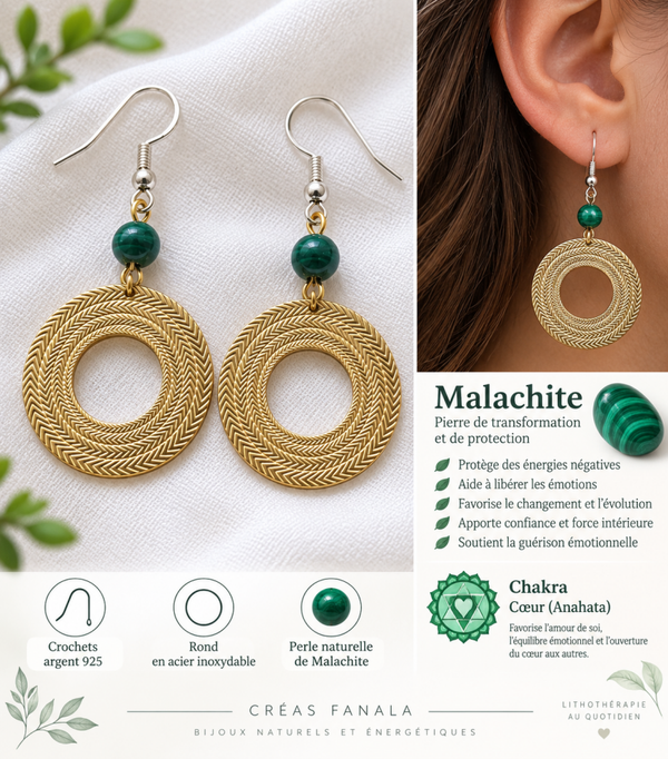 Boucles d’oreilles Malachite