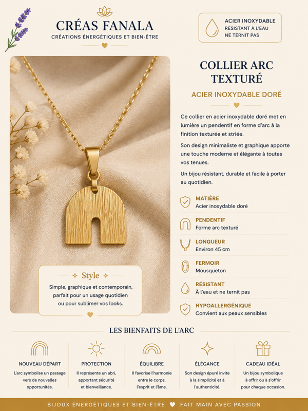 Collier arc texturé – Acier inoxydable doré