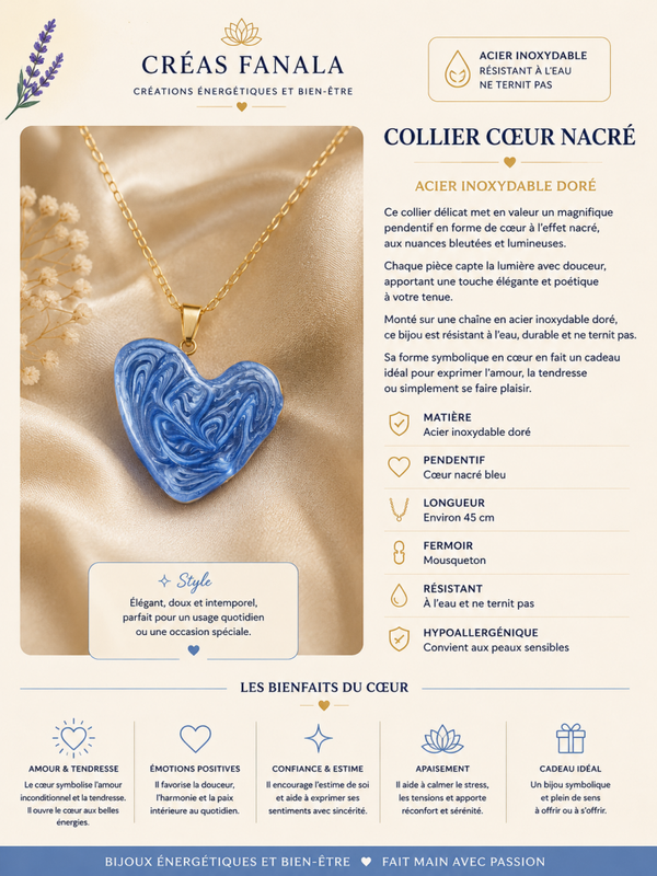 Collier cœur nacré – Acier inoxydable doré