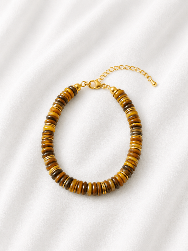 Bracelet Œil de Tigre – Acier Inoxydable Doré