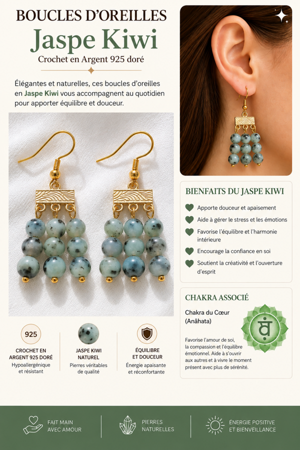 Boucles d’oreilles Jaspe Kiwi