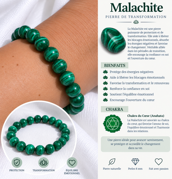 Bracelet en Malachite – Protection & Transformation