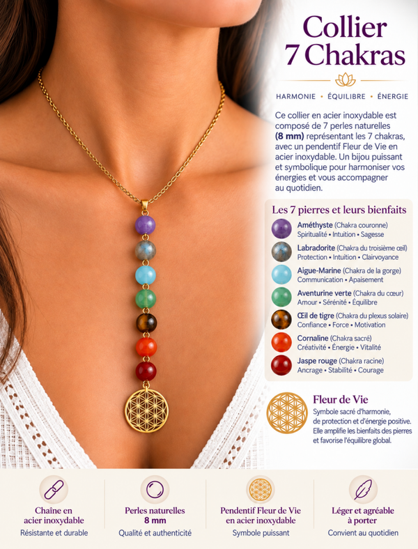 Collier 7 Chakra - Fleur de vie