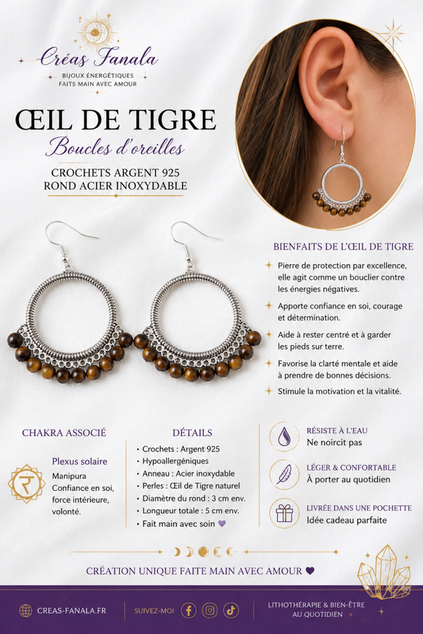 Boucles d’oreilles Œil de Tigre