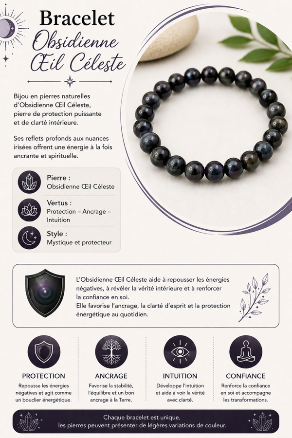 Bracelet en Obsidienne Œil Céleste