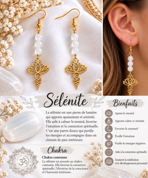 Boucles d’oreilles Sélénite