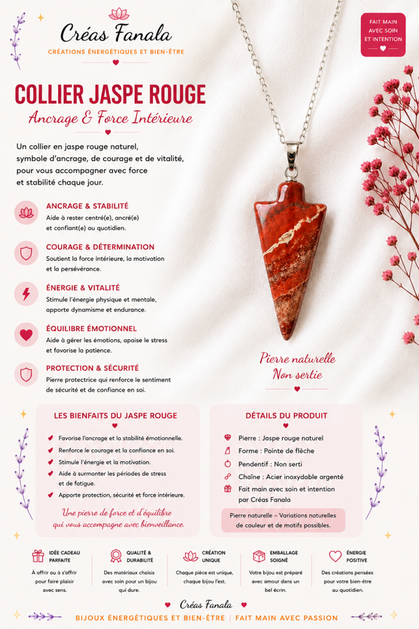 Collier en Jaspe rouge – Force & Ancrage