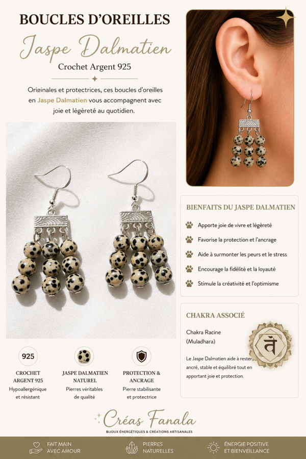 Boucles d’oreilles Jaspe Dalmatien