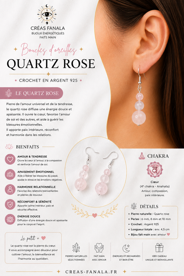 Boucles d’oreilles Quartz Rose