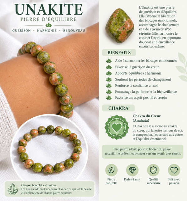 Bracelet en Unakite – Équilibre & Guérison émotionnelle