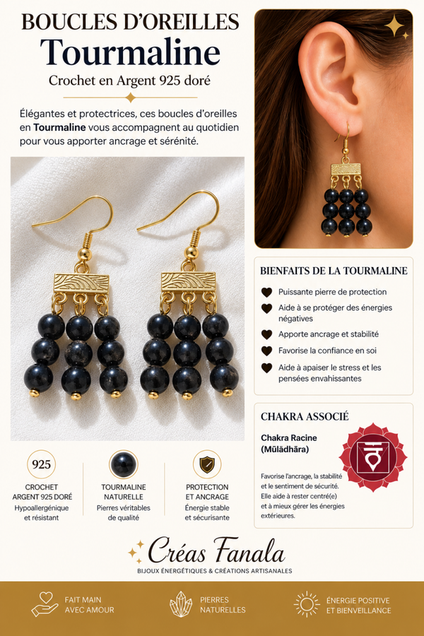 Boucles d’oreilles Tourmaline