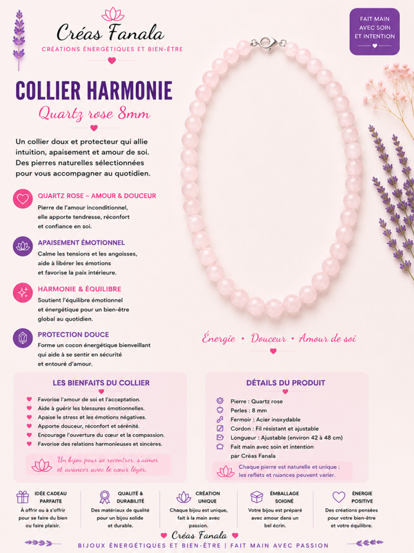 Collier de perles – Quartz Rose