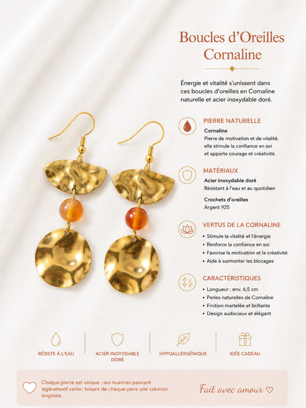 Boucles d’oreilles Cornaline