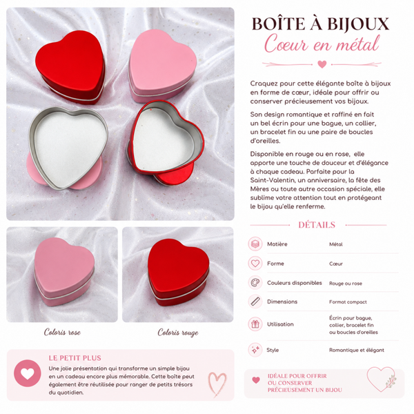 Boîte à bijoux cœur – écrin métallique