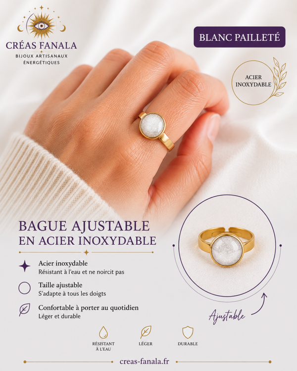 Bague Blanc Pailleté