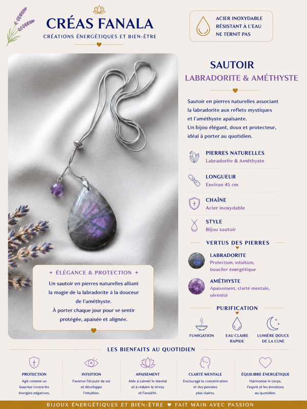Sautoir Labradorite & Améthyste