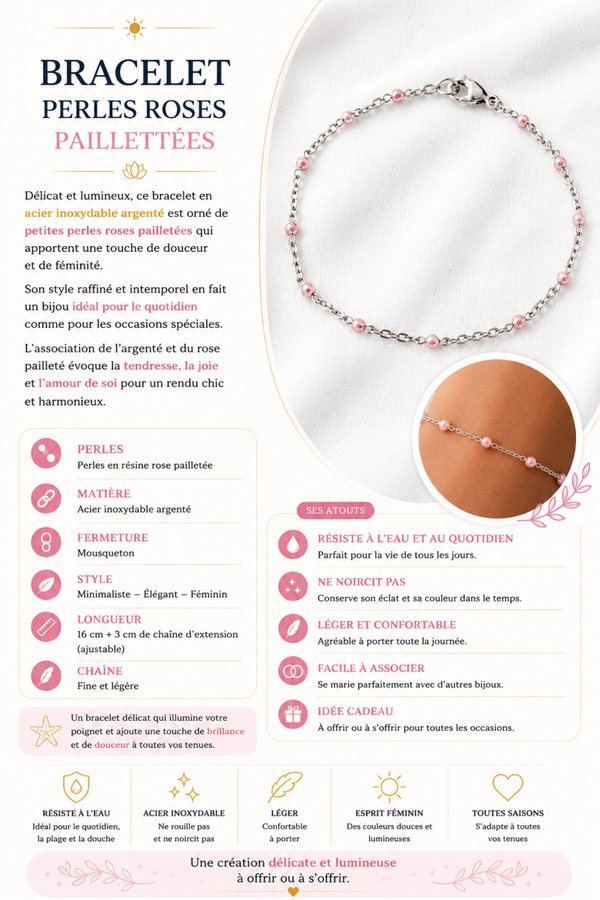 Bracelet  - Résine rose