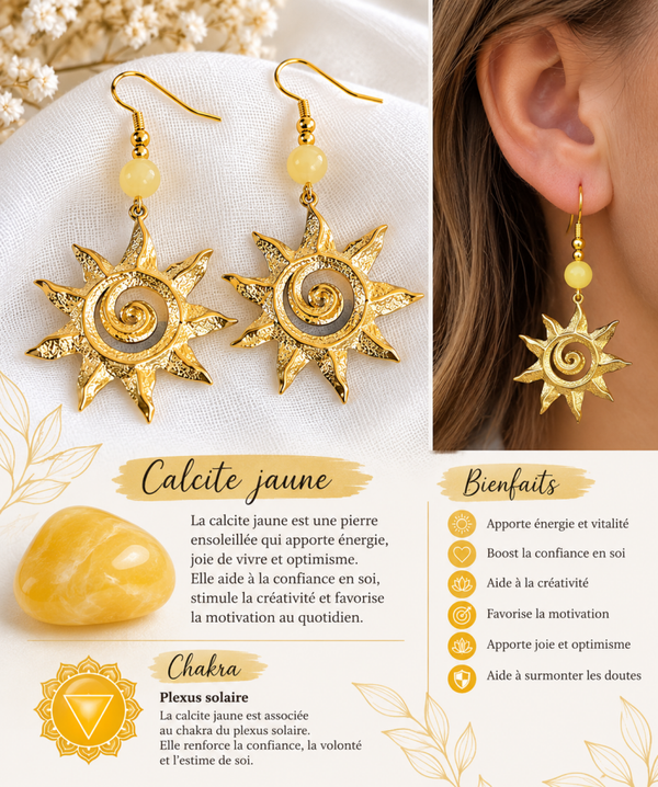 Boucles d’oreilles Calcite Jaune