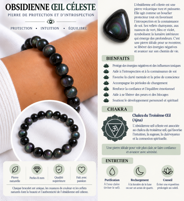 Bracelet Obsidienne Œil Céleste