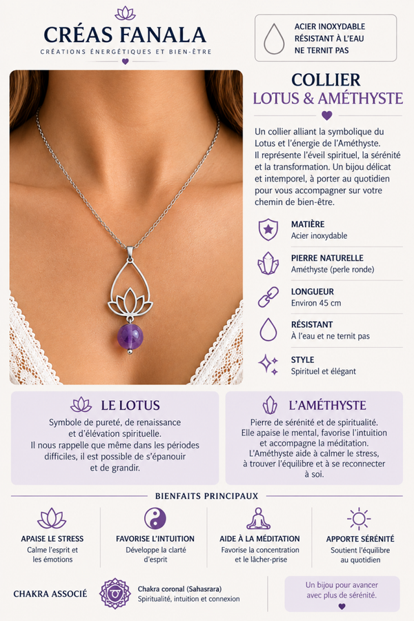 Collier Lotus & Améthyste