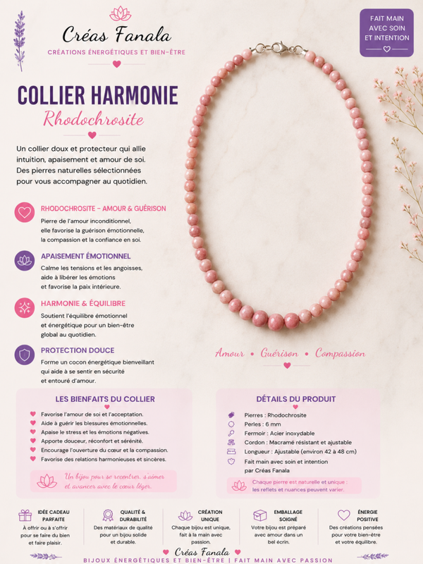 Collier en Rhodochrosite – Amour & Joie de Vivre