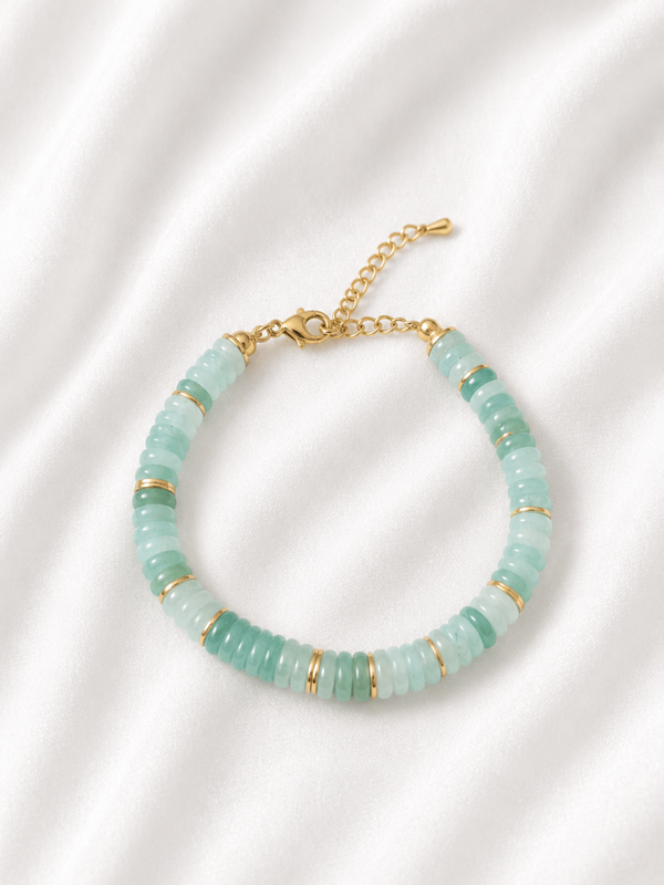 Bracelet Aventurine – Acier Inoxydable Doré