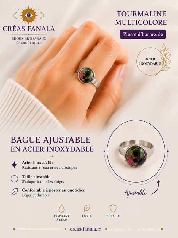 Bague Tourmaline multicolore