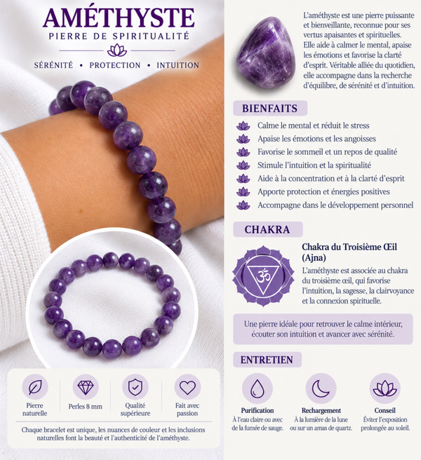 Bracelet en Améthyste – Sérénité & Équilibre