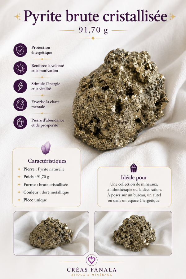 Pyrite brute cristallisée – 91,70 g