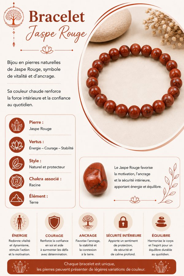 Bracelet en Jaspe Rouge