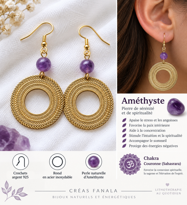 Boucles d’oreilles Améthyste