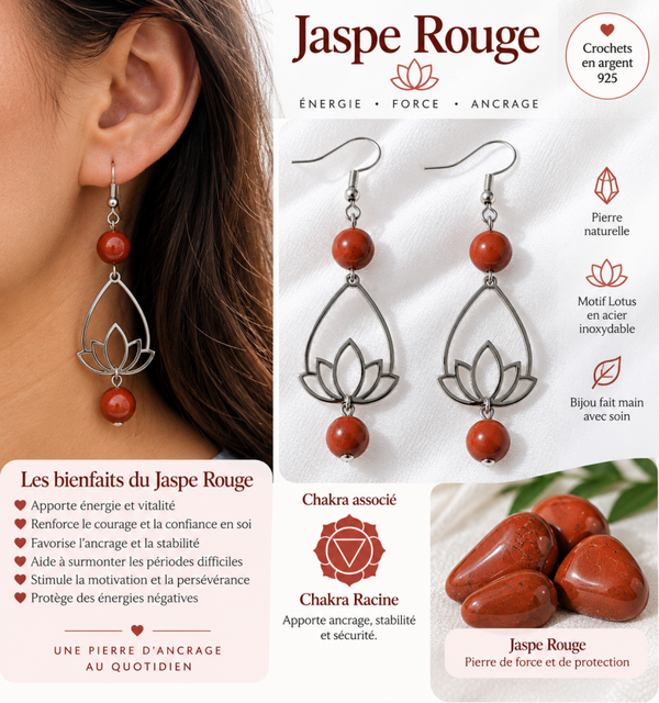 Boucles d’oreilles Jaspe Rouge