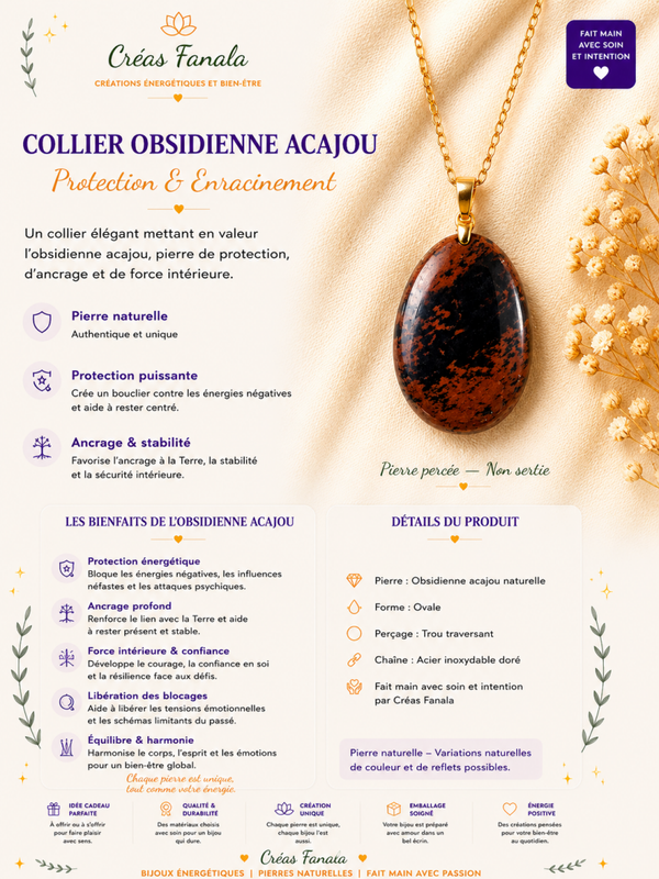 Collier Obsidienne Acajou