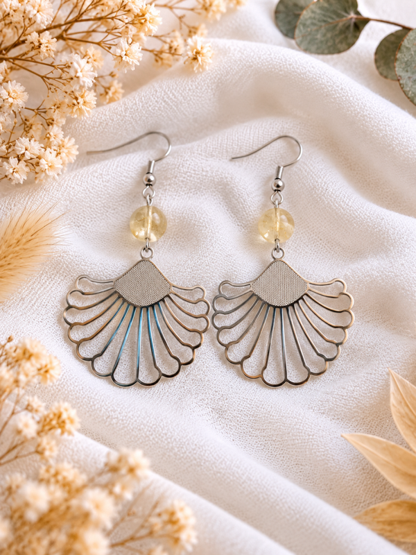 Boucles d'Oreilles Citrine - Argenté
