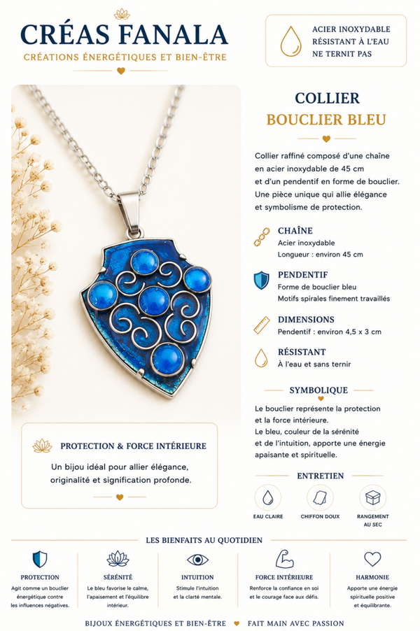 Collier "Bouclier Céleste" en Bleu Mystique