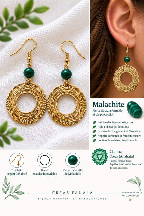 Boucles d’oreilles Malachite