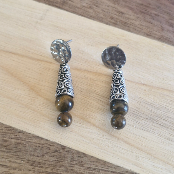 Boucles d’oreilles Œil de Tigre – Protection & Confiance